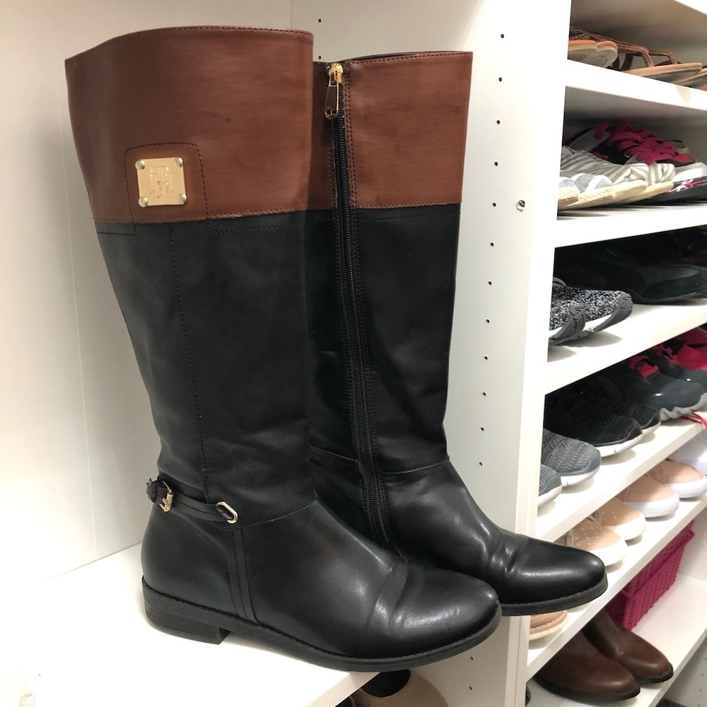 Tommy Hilfiger Black/Cognac Riding Boots